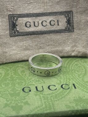 Sterling Silver Gucci Ghost Ring 925 GG Monogram Gucci Skull Jewelry Silver new